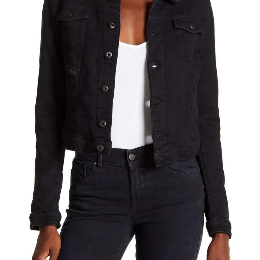 NWT DIESEL Fringi-ne Black Denim Jean Jacket, Size XS - Picture 4 of 9
